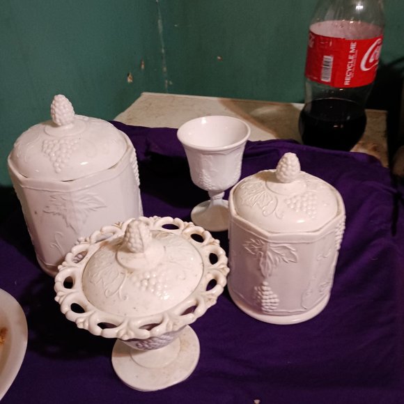 Indiana Colony Milk glass cannisters - Picture 2 of 2